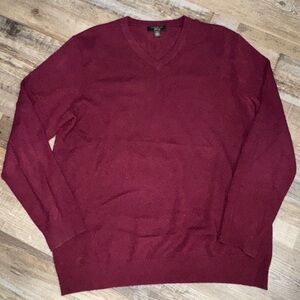 Mens Club Room Luxury 100% Cashmere V-Neck Sweater Burgundy Red Size L